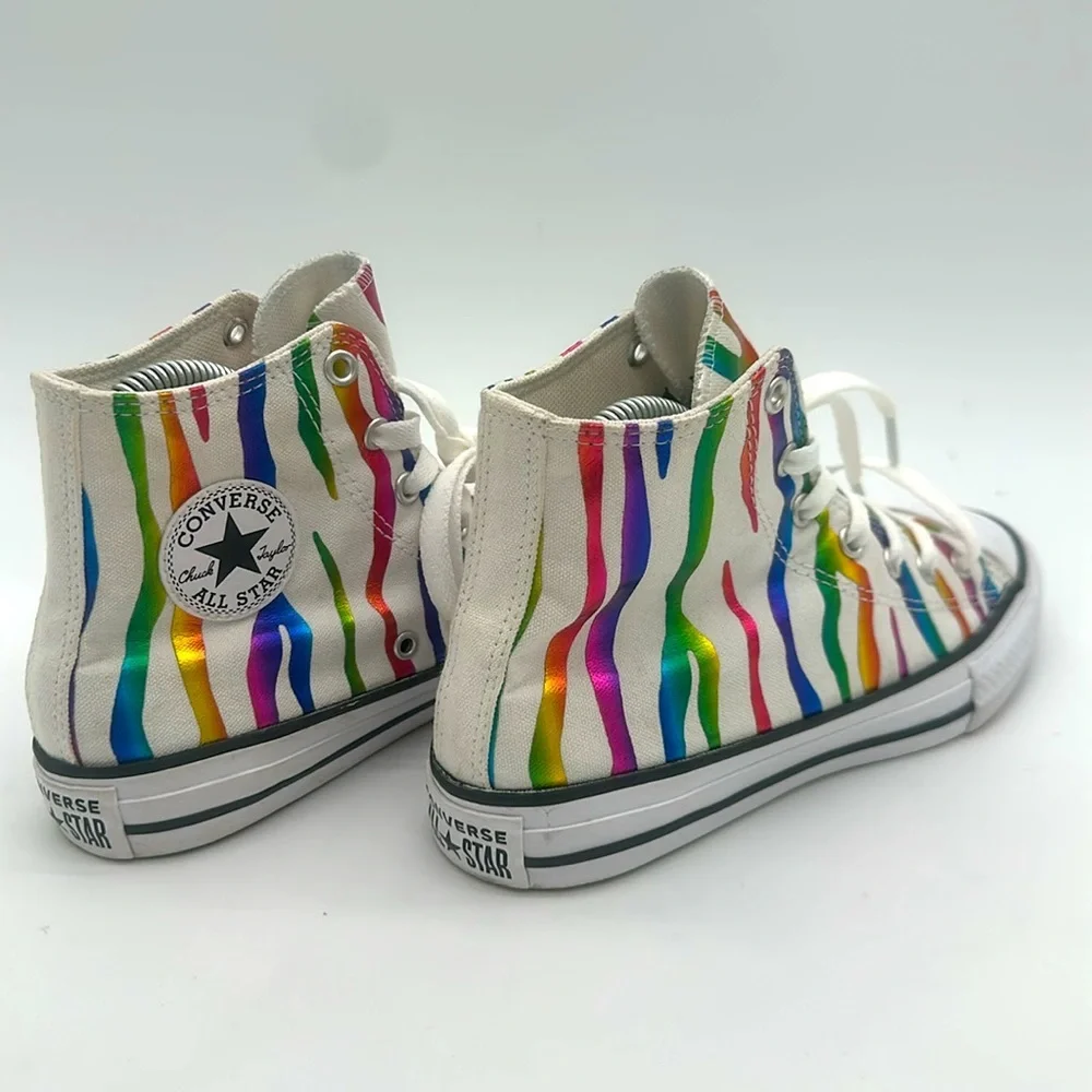 Converse Chuck Taylor Metallic Rainbow Stripe All Star Sneakers Junior Size US 4